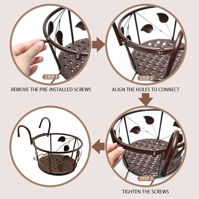 Hanging Flower Pots for Home Kitchens are Commonly Used On Balconies with Iron Hollow Hanging Leaves to Decorate The Stable Garden Green Well Hanging Flower Baskets (Champagne)
