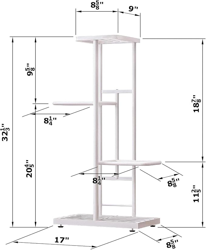 MTB Garden 4 Tier Metal Plant Stand for Indoor Outdoor Flower Pot Display Planter Shelf, White
