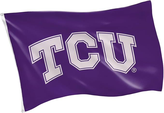 NCAA Texas Christian University Flag with Grommets, 3'x5' TCU Horned Frogs Outdoor College Flags & Banners for Garden Patio Indoor Wall Décor