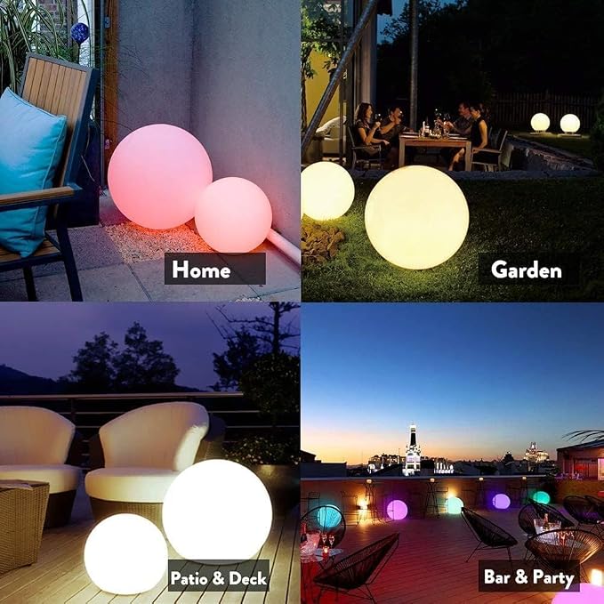 10 inch Solar Globe Light Outdoor Waterproof, Solar Ball for Garden | IP65 Waterproof 16 RGB Color Ball Light Outdoor w/Ground Stake, Solar Orbs for Outside w/Remote, for Patio Yard Lawn Backyard