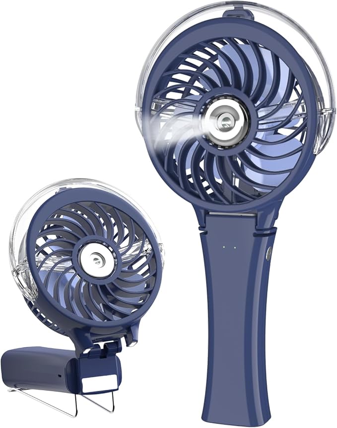 HandFan Upgraded Portable Handheld Misting Fan, Rechargeable Personal Mister Fan, Spray Water Mist Fans, Mini Cooling Hand Fans for Summer Beach Travel Concerts, Gifts for Women(Royal Blue)