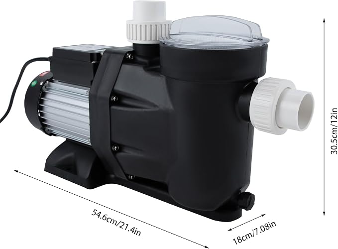 Pool Pump 1.5 HP with 24H Timer, 52.49 ft Lift Quiet Single Voltage Pool Pump 422.68 qt/min Max Flow Overheat Protection, PP Body 24H Timer for Home or Small Commercial Pool Use (Style 3)