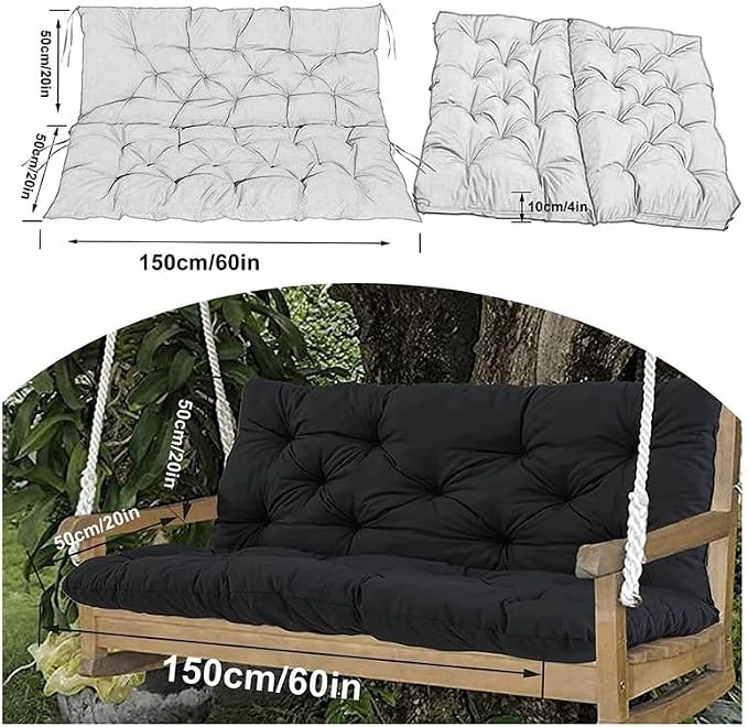 Swing Cushion Replacement Outdoor Porch Waterproof Bench Cushion 2-3 Seater Washable Bench Replacement Cushions for Outdoor Patio Porch Swing Cushions