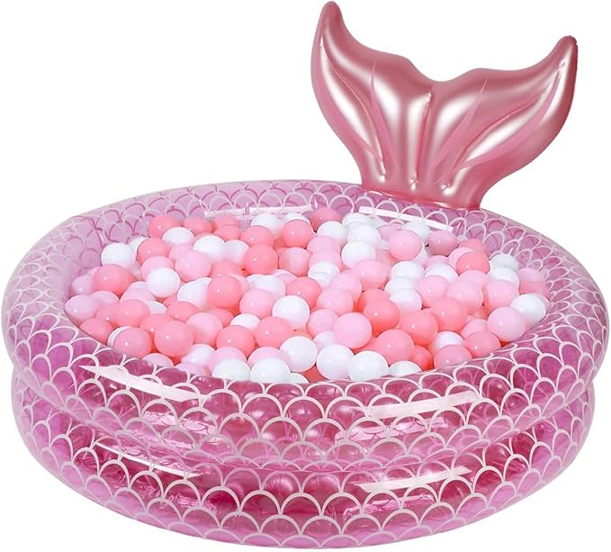 Kiddie Swimming Pool, Inflatable Mermaid Pool, Indoor Outdoor Ball Pit for Kids (47 inch)