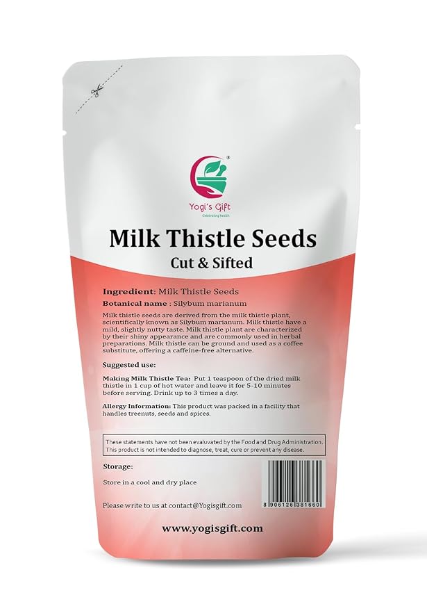Milk Thistle Tea (Seeds) 4 oz, Cut and Sifted, 100% Natural for Herbal Tea, DIY Use & Infusions, by Yogi's Gift®
