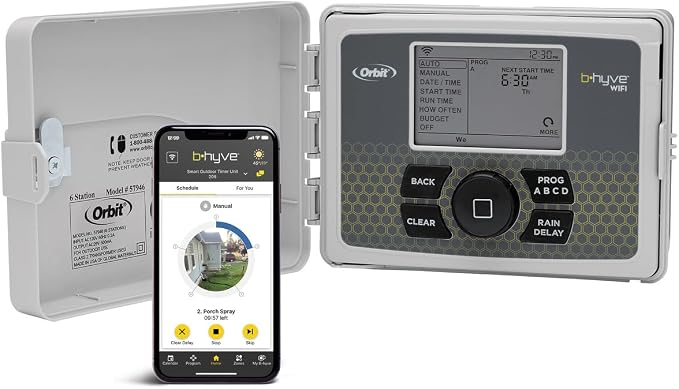 Orbit B-hyve Smart Indoor/Outdoor Sprinkler Controller - 6-Zone - App Controlled Smart Controller with Custom Irrigation Schedules - Weatherproof Multi-Zone Sprinkler System - 57946 (Pack of 6)