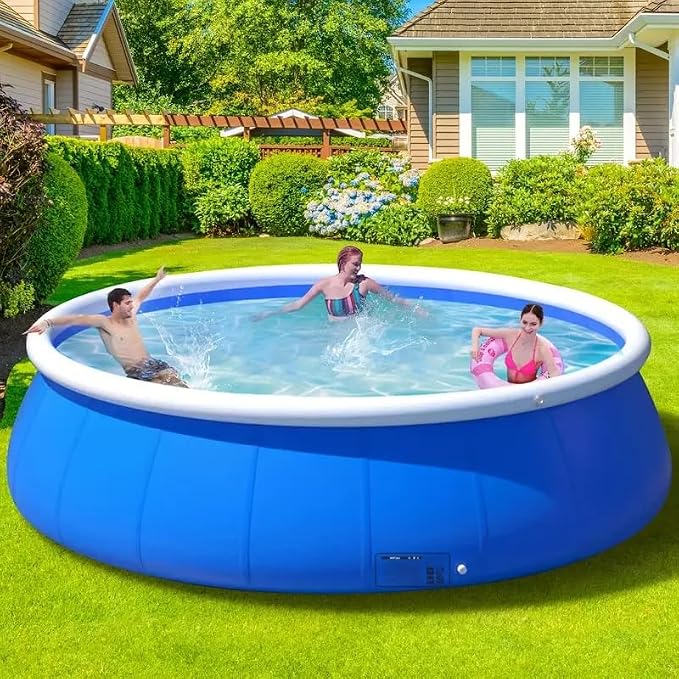 Montary Extra Large 120"x120"x30" Inflatable Swimming Pool for Family- Thickened Backyard Summer Pool, Outdoor Blow Up Design with Coil Mesh, Foldable & Portable