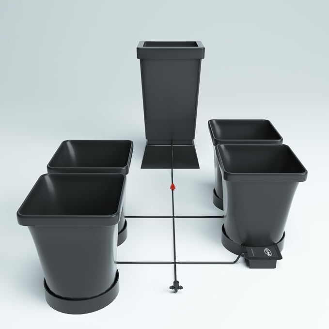 AutoPot 9 Pot XL System with 6.6 gal Pots and 25 gal Collapisble Reservoir - Self-Watering, Gravity-Fed Hydroponic Indoor System, Black
