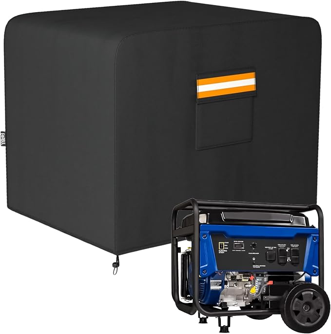 EVRBUL Generator Cover, 30”L x 30”W x 26”H Heavy Duty Waterproof 420D All-Weather Generator Cover with Storage Pocket Compatible with Most Generators 6000-11000 Watt (Black)