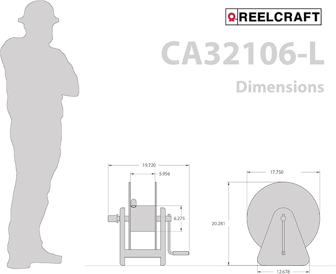 Reelcraft CA32106-L - 1/2 x 100ft, 1000 psi, Hand Crank Hose Reel