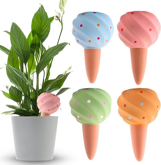 Kalolary 4PCS Plant Watering Globes Self Watering Stakes Terracotta Drip Water Stakes﻿ Irrigation Watering Bulbs for Pot, Indoor, Outdoor, Vacation (Conch)