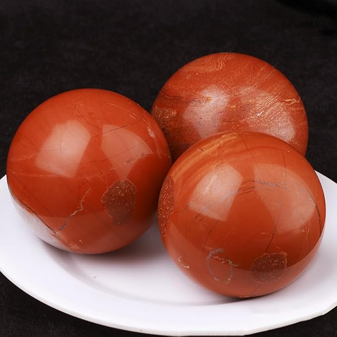 2-2.4 inch Natural Red Jasper Crystal Ball with Stand, Hand Polished Quartz Stone Sphere, Reiki Healing Mineral Sphere, Energy Balancing Degaussing Stone, Home Office Desktop Ornament