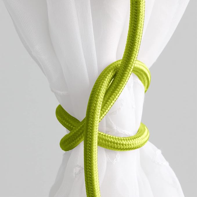 Valea Home 2 Pieces Curtain Tiebacks Clips Creative Window Drape Twist Tie Backs European Style Custom Made Curtain Holders Decorative Draperies Holdbacks, Green
