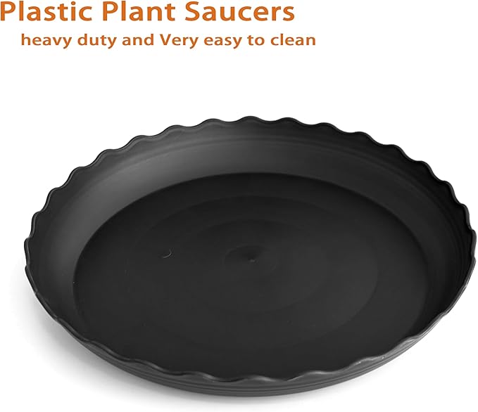 4 Pack of 18 inch Plant Saucer Plant Tray, Plastic Plant Saucer, Heavy Duty Plant Tray for Pots, Plant Saucers for Indoors Planter, Garden Water Plate Bowls for Gallon Grow Bags (Black)
