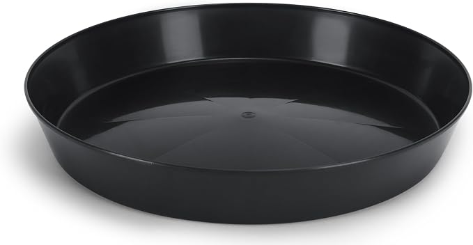 Saucers, 8 Inch, Black, Case of 3 Plant Saucer | Polypropylene, Heavy Duty Indoor/Outdoor, Drip Pan & Tray, Collects Excess Water, Made in USA