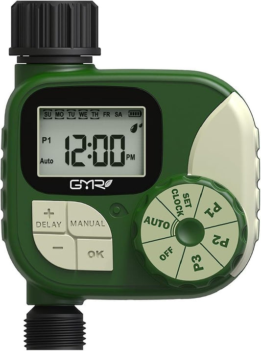 GMR Sprinkler Timer, Water Timer for Garden Hose, Hose Timers for Watering, Irrigation System with 3 Programs/Rain Delay/Manual/Auto Watering System, 1 Outlet