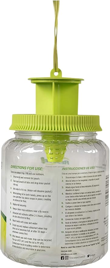 Rescue Outdoor Reusable Fly Trap Canister 4 Pack