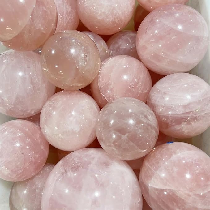 1.6-2 inch Natural Pink Crystal Ball with Stand, Hand Polished Rose Quartz Gemstone Sphere, Reiki Healing Energy Stone, Feng Shui Home Desktop Ornament, Spiritual Meditation Decorative Gift