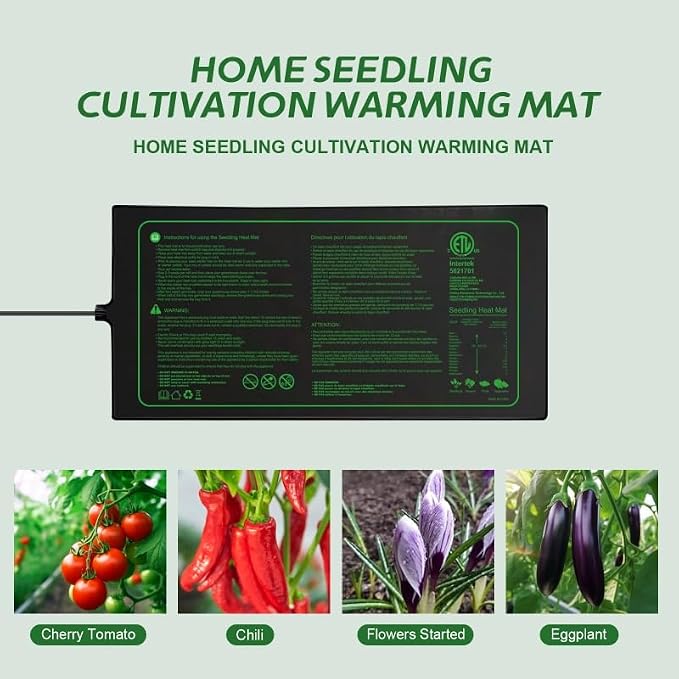 4in1 Seedling Heat Mat,Warm Hydroponic Heating Pad for Indoor Seed Starting,Brewing and Greenhouses,Durable Waterproof Germination Station Heat Mat (20" x 10"- Heat Mat)