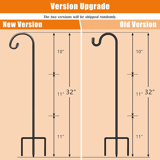 Gtongoko 32 Inch Shepherd Hooks for Outdoor 8 Pack, Adjustable Garden Hooks for Hanging Plants, Lanterns, Solar Lights, Mason Jars & Wedding Decor, Matte Black Decorative Shepherd’s Hooks