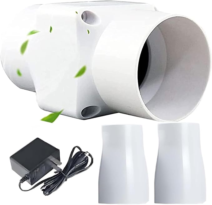 2 Inch Inline Duct Fan Variable Speed Air Circulator Quiet with 50mm to 32mm Interface for Home Office Cabinet Pet Cage Ventilation(50 mm to 40 mm,Power Cord)