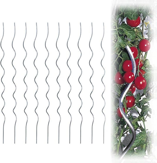 10 Pack Aluminium 59 inch Height Dia 6mm Twisted Tomato Stakes Plant Supports Spiral Tomato Cages,Climbing Plant Stake Tower Plant Supports Twist Tomato Stakes