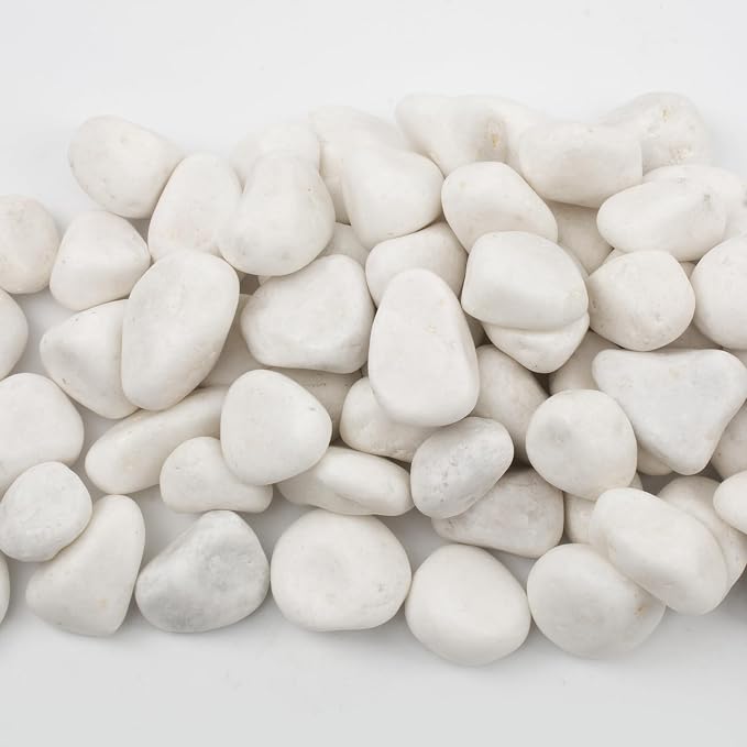 40lbs White Natural River Rocks, Polished Pebbles for Plants Garden, 1-2 inch Decorative White Stones, Ideal for Fish Tank, Vases, Crafting, Home Decor and Garden Landscaping Rocks,White