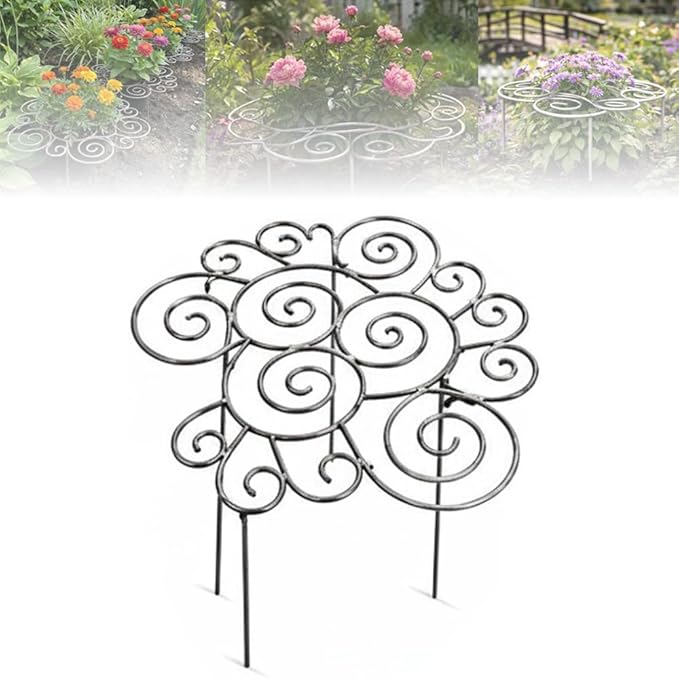 Metal Plant Support Ring for Garden,2026 New Peony Cages Stand,Decorative Grow Through Rings, Stackable Houseplant Stake, Dahlia Cage,Outdoor Orchid Clip Flower Support Frame