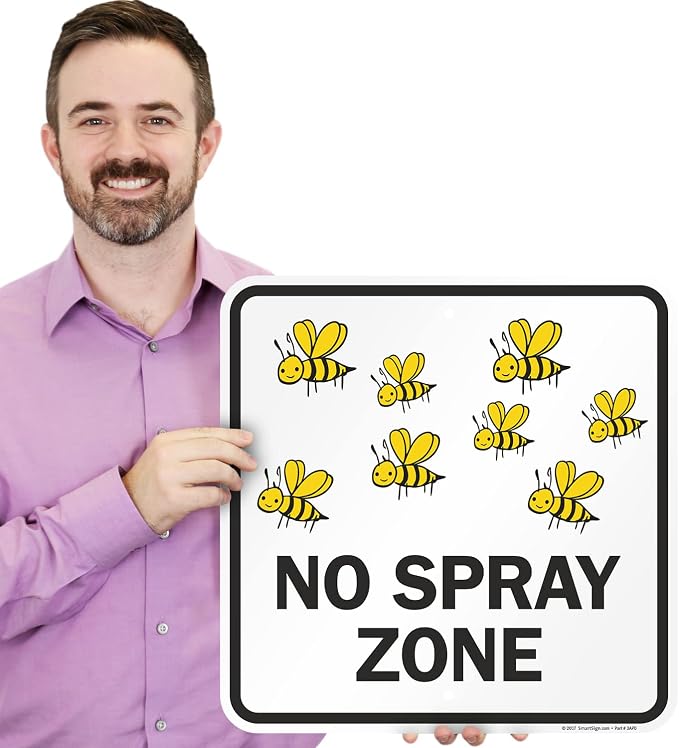 SmartSign 18 x 18 inch “No Spray Zone” Metal Sign with Pre-Cleared Holes, 80 mil Laminated Rustproof Aluminum, Black and Yellow, Made in USA