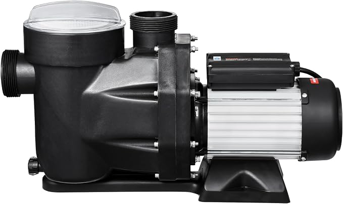 VEVOR Above Ground Pool Pump, 1.5HP, Self Priming Single Speed Swimming Pool Pump, 220V 3450 RPM 55 ft Max Head Lift with PP Shell Strainer Basket, 122°F Max Water Temp, for Hot Tubs Spas, No Plug