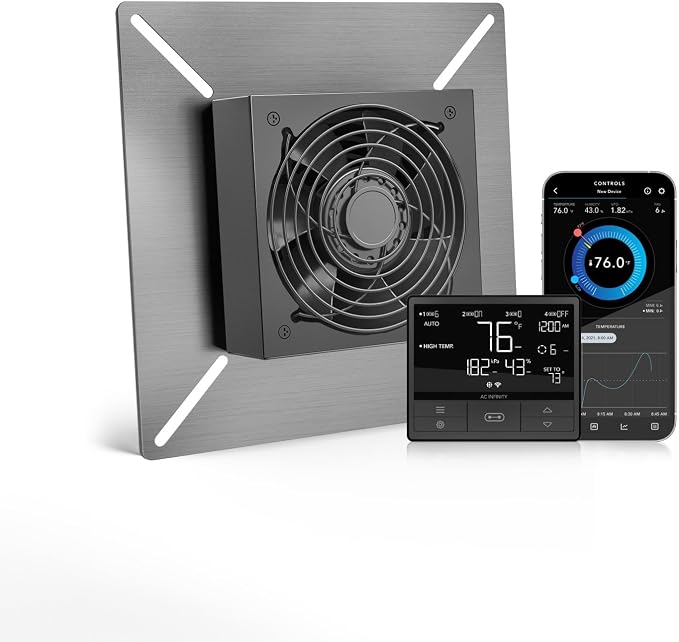 AC Infinity AIRTITAN T3 Ventilation Exhaust Fan 6". | With WiFi Temperature Humidity Controller, EC Motor for Crawl Space, Basement, Garage, Attic, Hydroponics, Grow Rooms