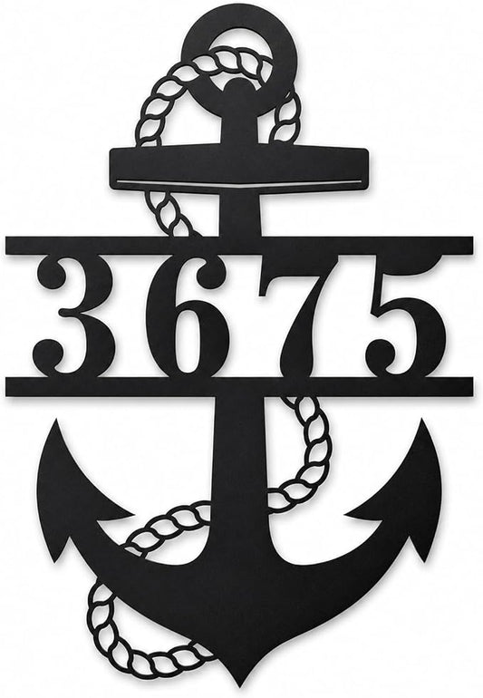 Personalized Anchor Address Sign Custom House Number Plaque Nautical Address Marker for Front Door Porch Patio Dock Beach House Lake House Coastal Outdoor Decor Gift