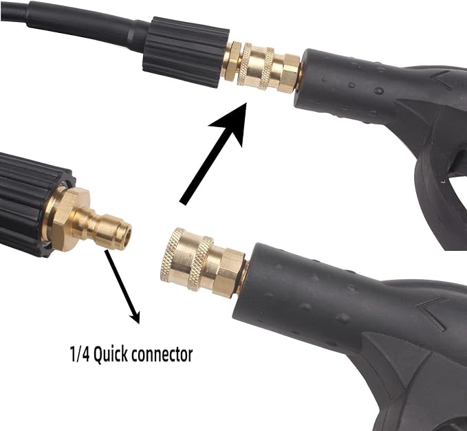 Pressure Washer Pipe Cleaning Hose Jetter Nozzles Kit K2-K7 1/8”NPT Sewer Drain Adapter, Nozzles Rigid + Rotating Quick Connect+Waterproof Tape+M22-14/15mm Double Rod Thread Brass Replacement