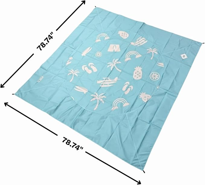 2-in-1 Kids, Baby & Infants Beach Pool & Waterproof Picnic Blanket - Large 6.5' Portable Paddling, Pool & Play Mat & Waterproof Carrying Bag, Outdoor Summer, Toddle Child & Kid, Aquamarine Blue Dream