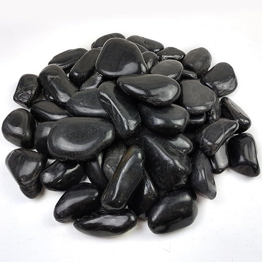 YISZM 20lbs Large River Rocks for Landscaping, 3-4" Black Pebbles for Garden Design, Hand-Picked Smooth Stones for Fish Tank, Flower Pots, Indoor Water Fountains, Pathways, Backyard