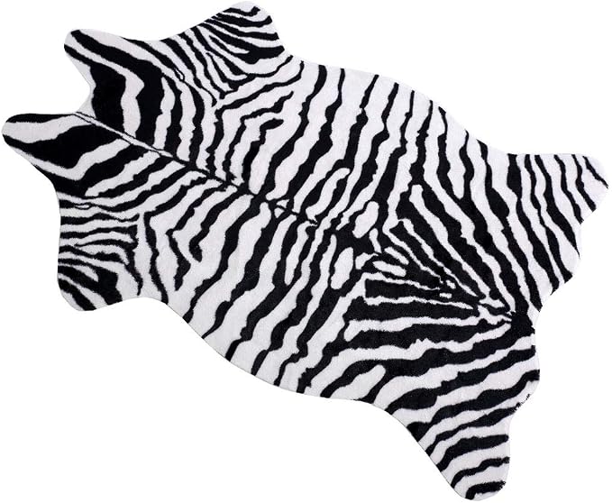 MustMat Zebra Print Rug,Black White Modern Minimalist Decor 2'6"×3'7" | Fits Bedroom,Vanity,Entryway,Armchair,Dorm,RV;Matches Boho,Farmhouse,Contemporary Decor