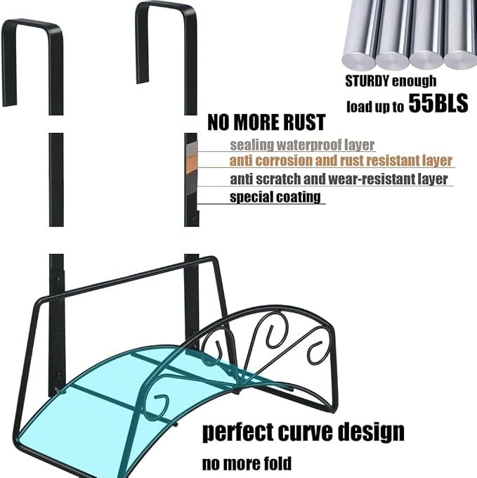 Garden Hose Holder, Metal, 2PCS Black | Heavy Duty Detachable, Wall Mount or Hanger, Holds 160 FT, For Expandable & Flexible Hoses, Water Hoses Holder for Outside