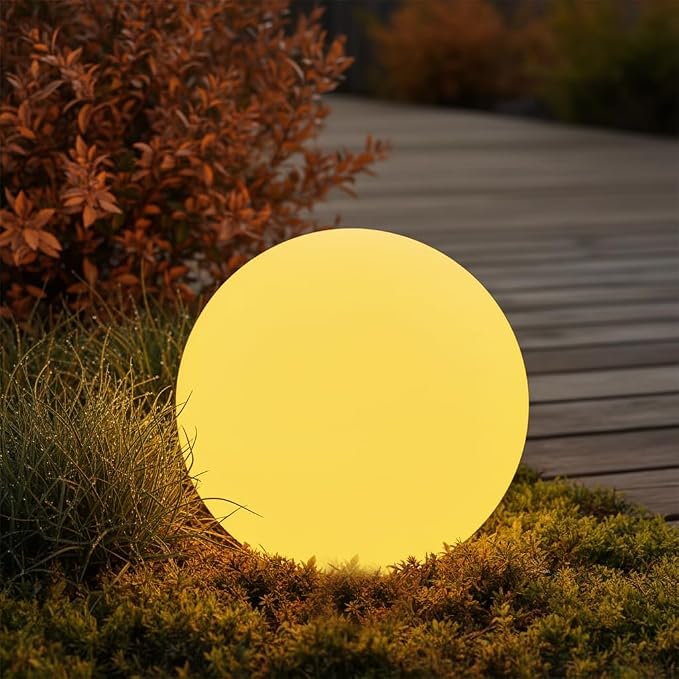8 inch Solar Glowing Globe Light, 16 RGB Colors Changing Solar Garden Ball Light, Auto-On/Off LED Glow Ball W/Remote, Waterproof Landscape Lighting Globe W/Ground Stake for Patio Yard Pathway Decor