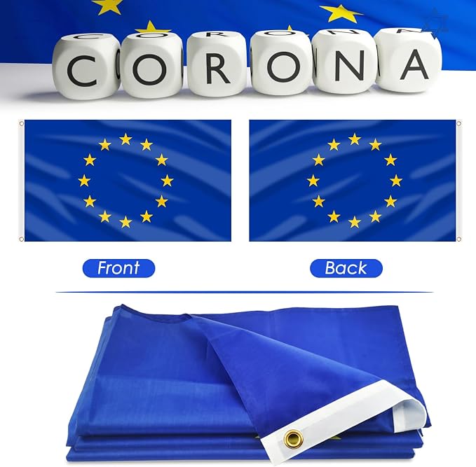 AhfuLife European Union EU Flag 3x5 Ft, Large EU Flags for Outside - Double Side with Brass Eyelets for Olympic Party Decorations, Soccer Party Decoration Bar Garden Street Decoration Indoor Outdoor