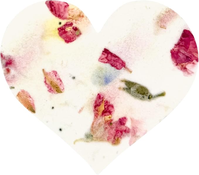 50pcs Large (2.5" h x 2.85" w) Pink Heart Seed Paper – Writable & Plantable Wildflower, Mom's Gift for Birthday, Use for Wedding, Baby Shower, & Heart Party Favors