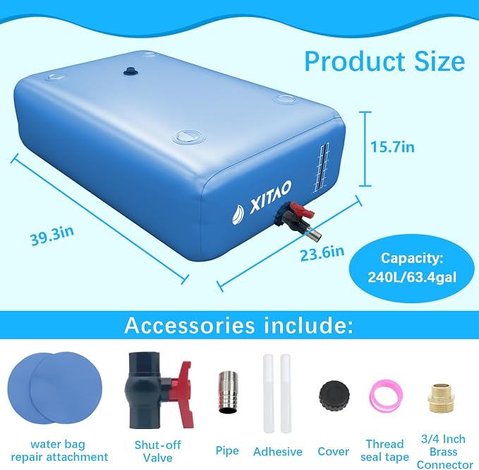XITAO Water Bladder Storage Containers, Water Tank Foldable Portable Water Storage,Water Storage Bag Containers for RV, Camping, Garden, Irrigation, Drought Resistance, Firefighting