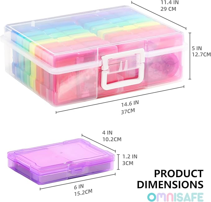4x6 Photo Storage Cases, 16 Inner Plastic Craft Storage Container | Acid-Free, Handle, Sturdy, Large Capacity, Scrapbooking, Photo Keeper