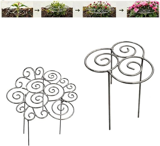 Metal Plant Support Ring for Garden, Heavy-Duty Peony & Dahlia Cage, Stackable Flower Support for Indoor & Outdoor Plants, Decorative Grow-Through Ring, Orchid Clip