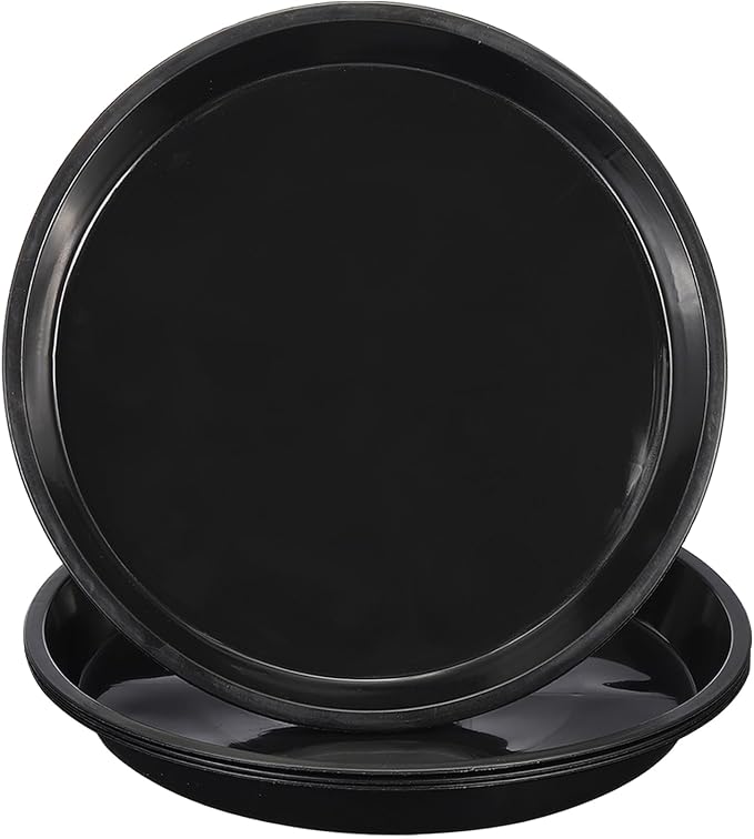 PATIKIL 4 Pack Plastic Plant Saucer, 18 Inch Plant Tray for Pots Round Plant Dish Plant Drip Trays Water Tray for Indoors Outdoors Garden, Black