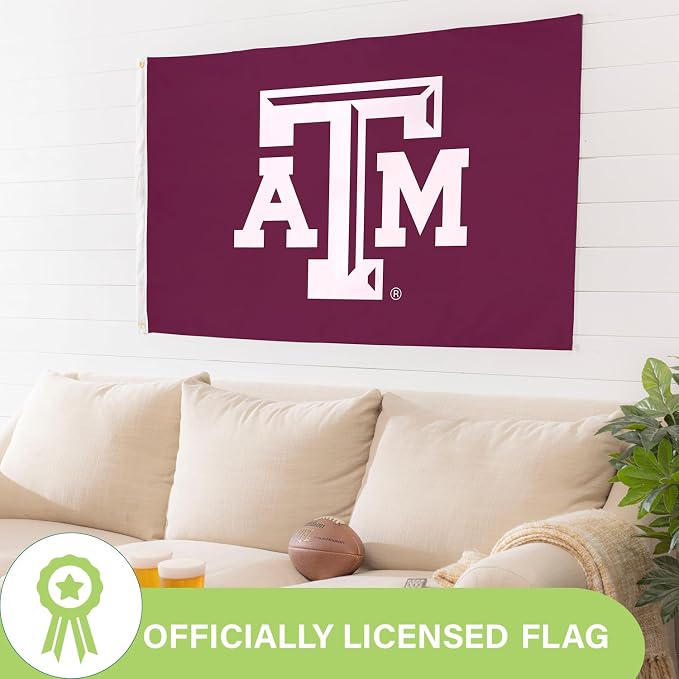 NCAA Texas A&M Flag with Grommets, 3'x5' Texas A&M Aggies Outdoor College Flags & Banners for Garden Patio Indoor Wall Décor