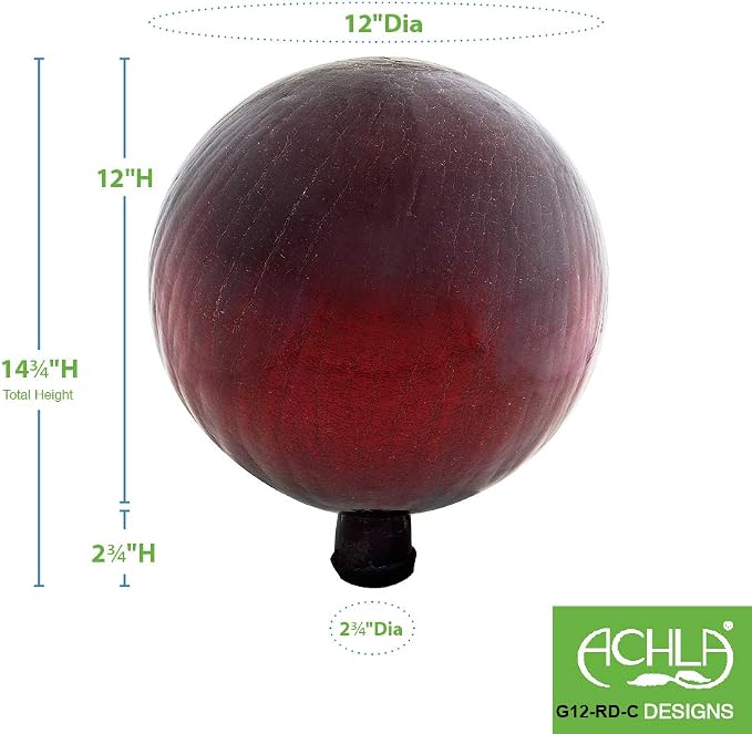 Achla Designs 12-Inch Crackle Gazing Globe Ball, Red