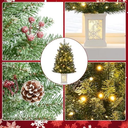 3 Ft Pre-Lit Christmas Tree, Artificial Christmas Tree with 78 Led Lights,8-Mode Battery Box,Timer Battery,Red Berry,Christmas Decoration for Home, Office,Fireside,Easy Installation - Image 6