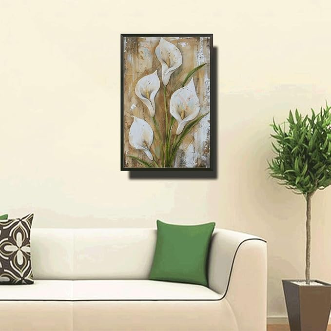 Metal Sign Tin Sign Vintage Serene Peace Lily Tin Sign for Vintage Wall Decor Shabby Chic Style and Distressed Wood Panels Boho Decorations for Home for Room 6×8 Inches with Metal Frame