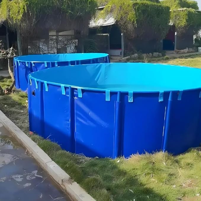Above Ground Pond, Round Outdoor Fish Pond Pool with Durable Frame | Koi Pond Tank，Koi Fish Pond，PVC Fish Farming,for Store Up Water Irrigation(1350 L)