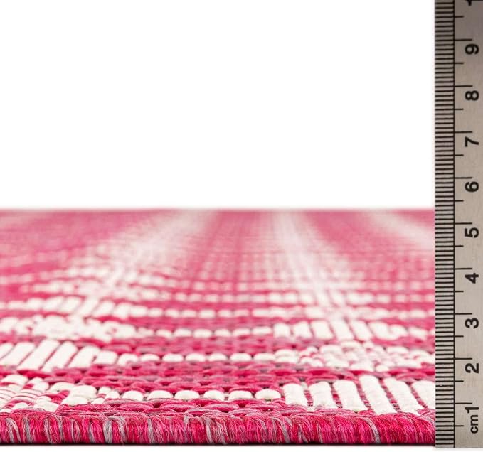 Unique Loom Outdoor Trellis Collection Area Rug - Traliccio (2' x 7' 10" Runner, Magenta/ Ivory)